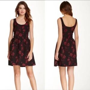 Elegant Black and Red Floral Dress
